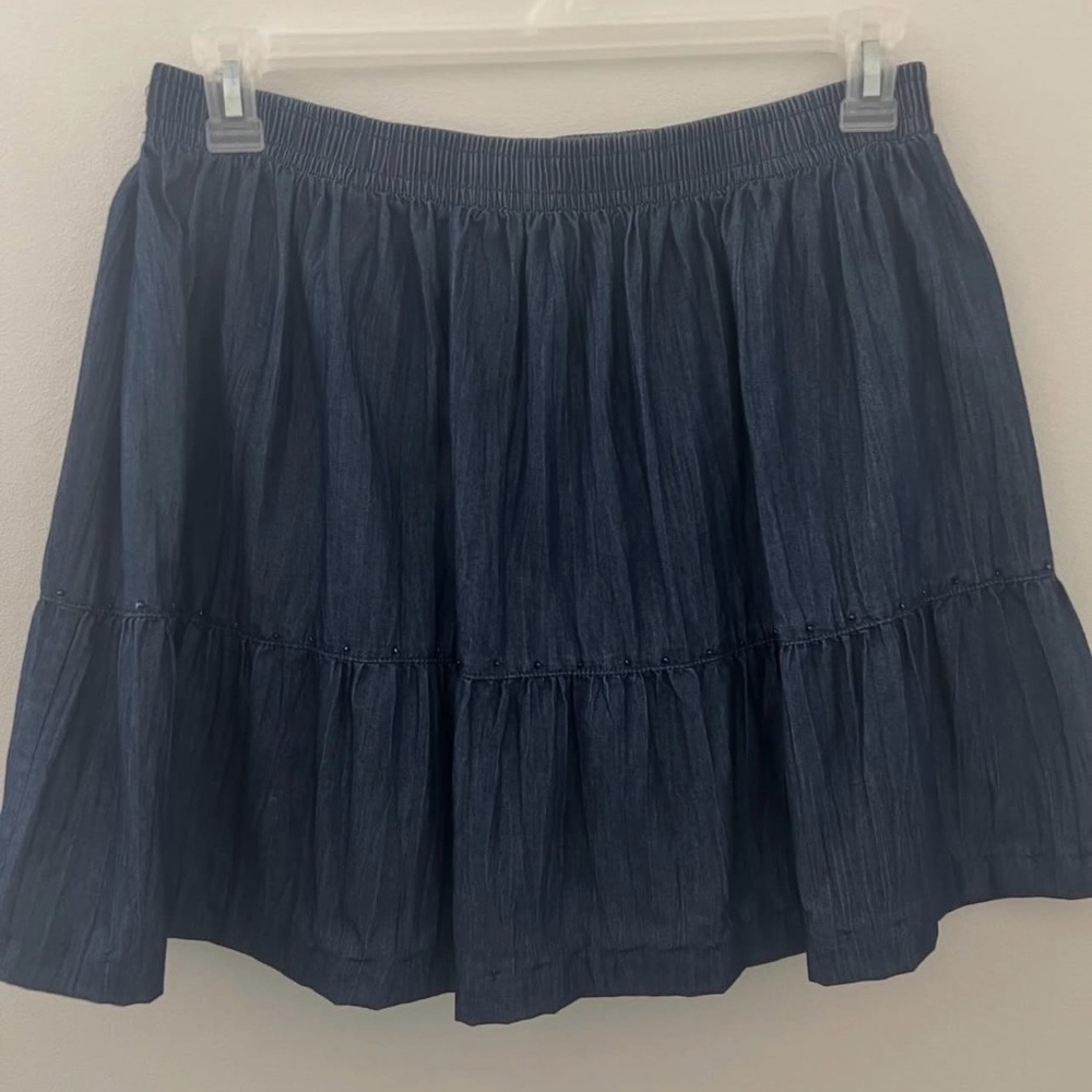 Denim Tiered Mini Skirt